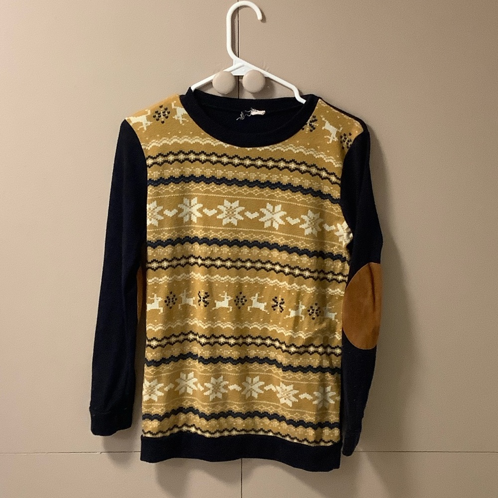 Women's Festive Gold and Black Crewneck Sweater